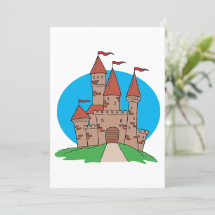 Medieval Castle on Hill with Red Flags Invitation