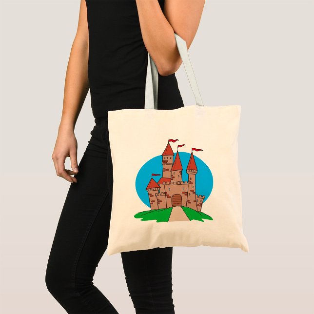 Medieval Castle on Hill with Red Flags Tote Bag (Creator Uploaded)