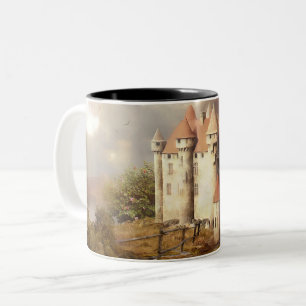 Medieval Castle River Run Two-Tone Coffee Mug