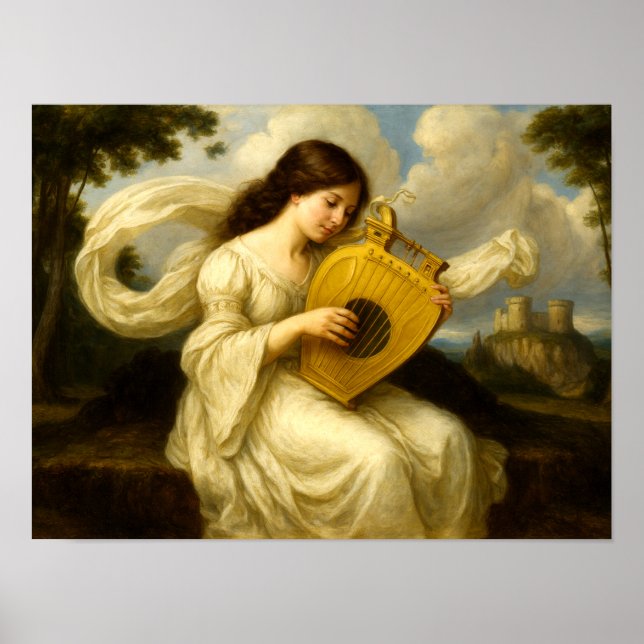 Medieval Castle Woman With Lyre Poster (Front)
