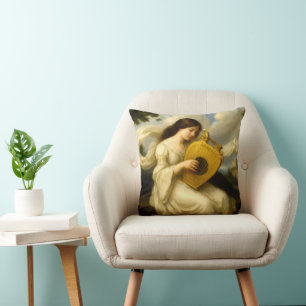 Medieval Castle Woman With Lyre Throw Pillow