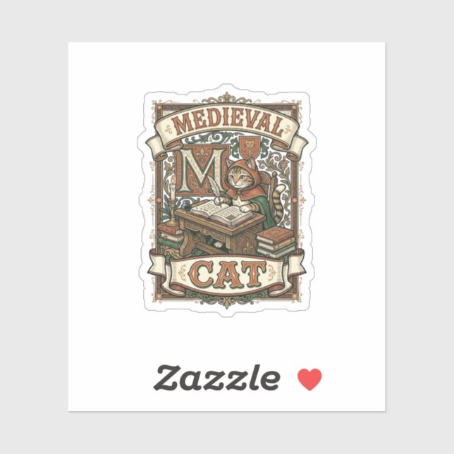 Medieval Cat Cat Medieval Manuscript Vintage (Sheet)