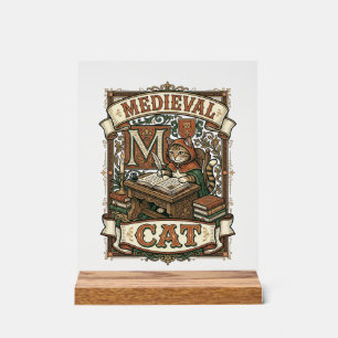 Medieval Cat Cat Medieval Manuscript Vintage Acrylic Sign