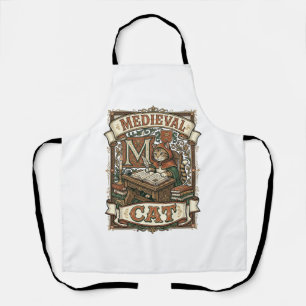 Medieval Cat Cat Medieval Manuscript Vintage Apron