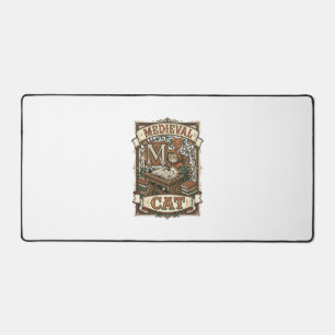 Medieval Cat Cat Medieval Manuscript Vintage Desk Mat