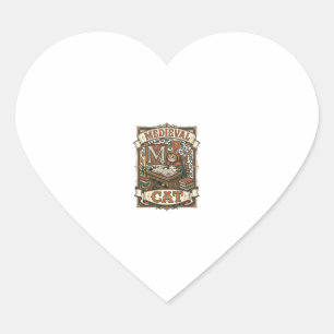 Medieval Cat Cat Medieval Manuscript Vintage Heart Sticker