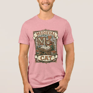 Medieval Cat Cat Medieval Manuscript Vintage Tri-Blend Shirt