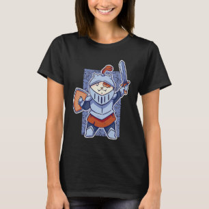 Medieval Cat Kitten with sword and Sheild Dragons T-Shirt