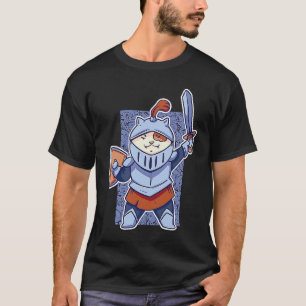 Medieval Cat Kitten with sword and Sheild Dragons T-Shirt
