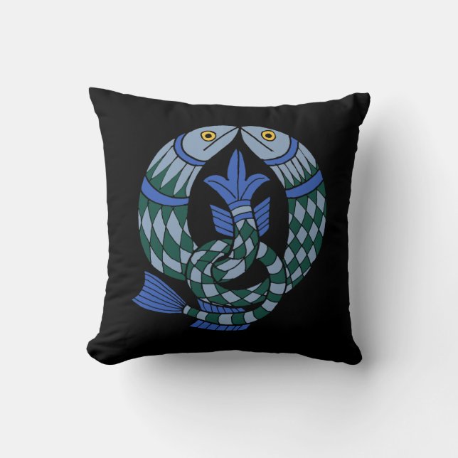 Medieval Celtic Knot Fish Throw Pillow (Front)