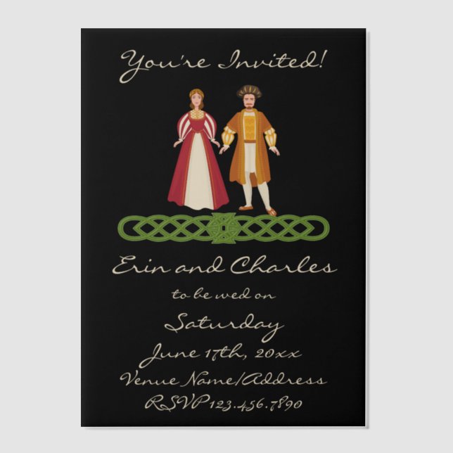 Medieval Celtic Wedding Save Date Invitations (Front)