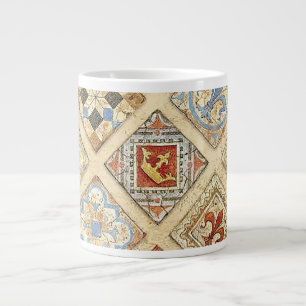 Medieval Ceramic Tile Crowns Fleur De Lis Large Coffee Mug