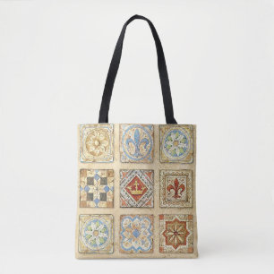 Medieval Ceramic Tile Crowns Fleur De Lis Tote Bag