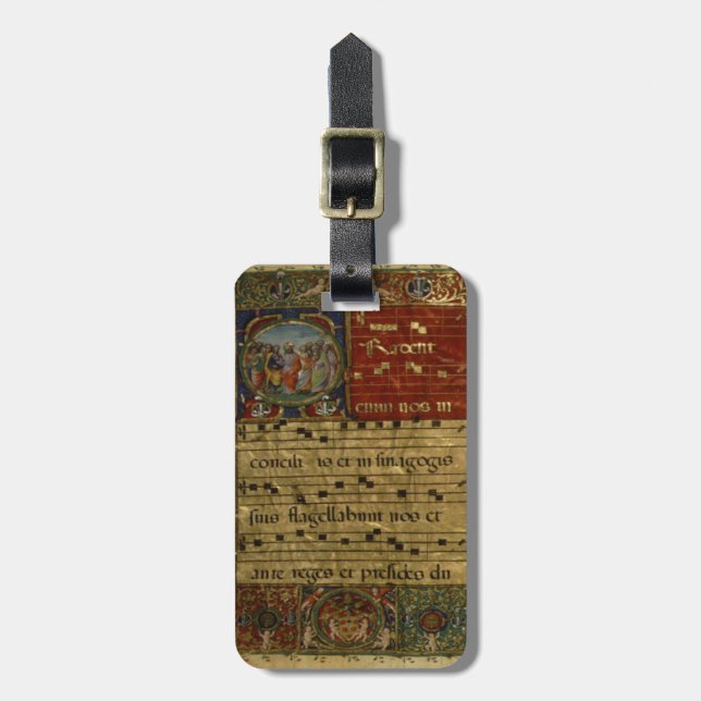 Medieval Chant Manuscript Luggage Tag (Front Vertical)