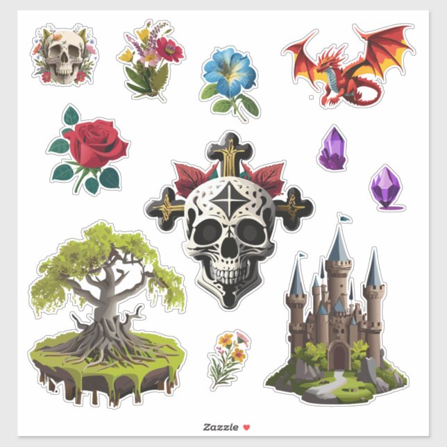 "Medieval Characters" Custom-Cut Vinyl Sticker (Sheet)