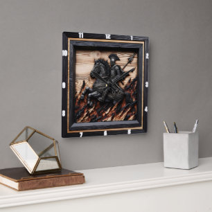 Medieval Charge: Wood Art Custom Time Square Wall Clock