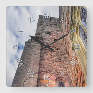 Medieval Chepstow Castle Monmouthshire, Wales, UK Square Wall Clock