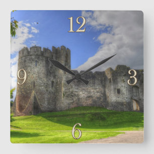 Medieval Chepstow Castle Monmouthshire, Wales, UK Square Wall Clock