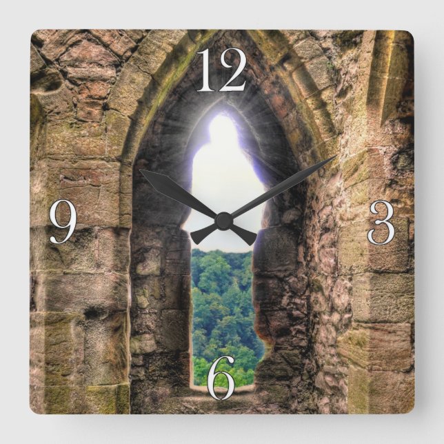 Medieval Chepstow Castle Monmouthshire, Wales, UK Square Wall Clock (Front)