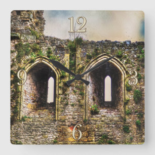 Medieval Chepstow Castle Monmouthshire, Wales, UK Square Wall Clock