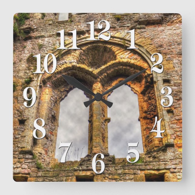 Medieval Chepstow Castle Window in Wales, UK Square Wall Clock (Front)