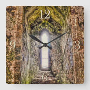 Medieval Chepstow Castle Window, Wales, UK Square Wall Clock