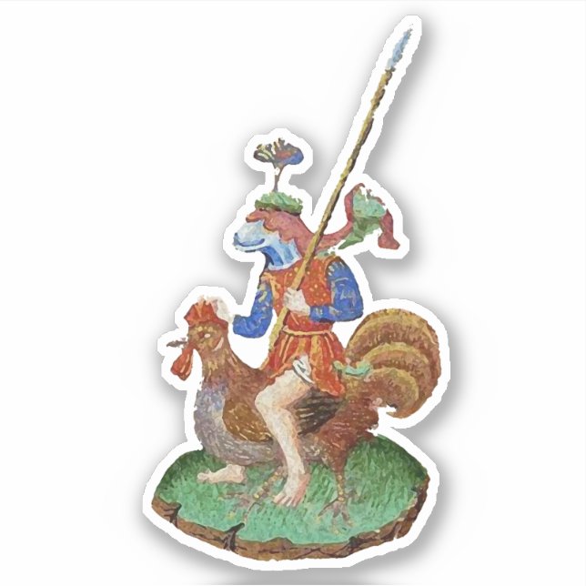 Medieval Chicken-Rider Vinyl Sticker (Front)