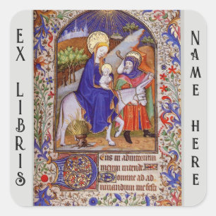 Medieval Christian bookplate Square Sticker