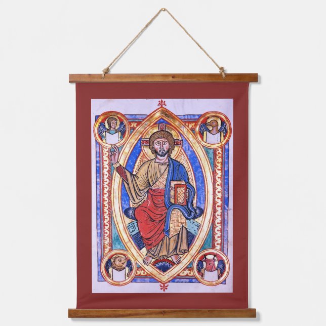 Medieval Christian Religious Art Christ in Majesty Hanging Tapestry (Front)