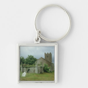 Medieval church and churchyard keychain