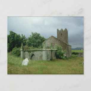 Medieval church and churchyard postcard