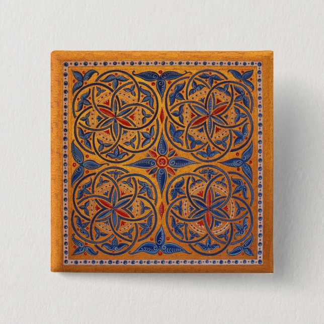 Medieval circles 2 inch square button (Front)
