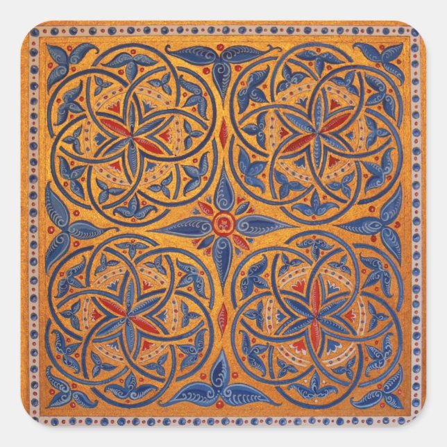 Medieval circles square sticker (Front)