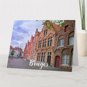 Medieval colorful brick houses in Bruges, Belgium Card