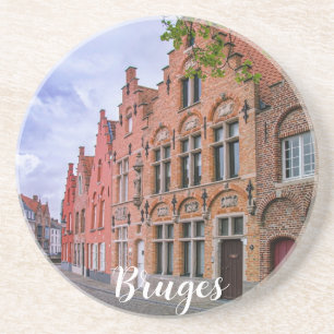 Medieval colorful brick houses in Bruges, Belgium Coaster