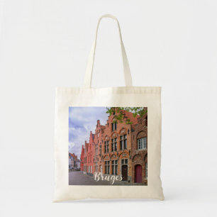 Medieval colourful brick houses in Bruges, Belgium Tote Bag
