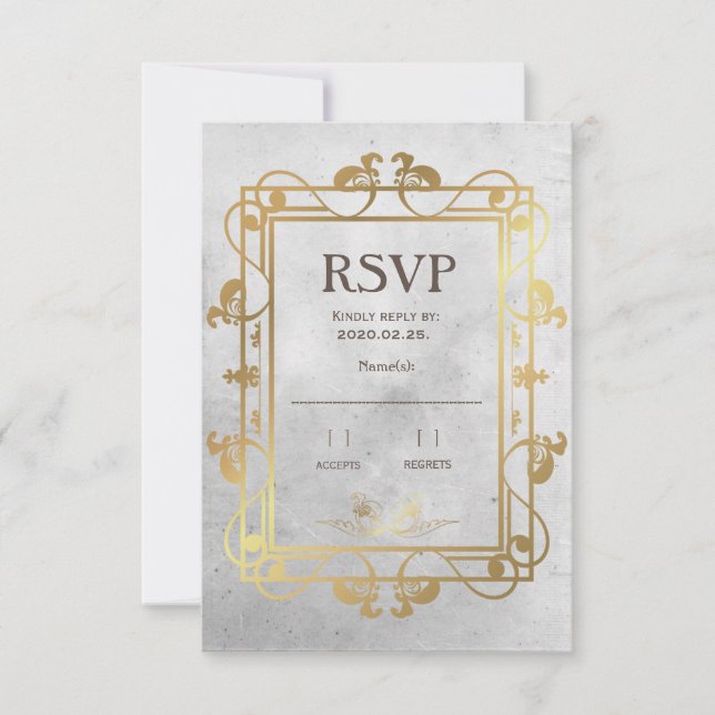 Medieval Concrete&Gold RSVP Card (Front)