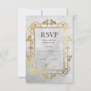Medieval Concrete&Gold RSVP Card