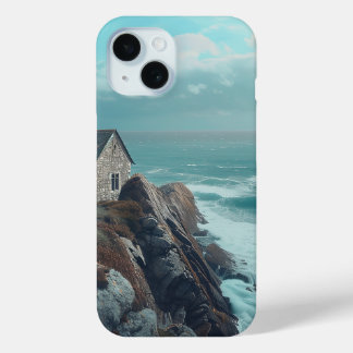 Medieval Cottage on a Cliff iPhone 15 Case