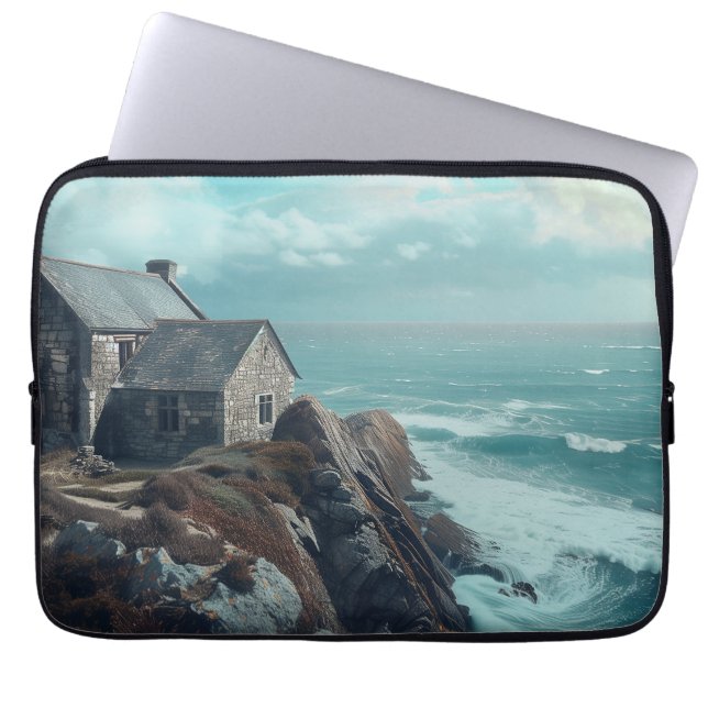 Medieval Cottage on a Cliff Laptop Sleeve (Front)