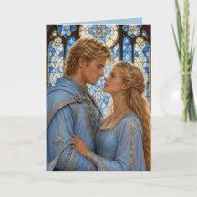 Medieval couple anniversary valentine card