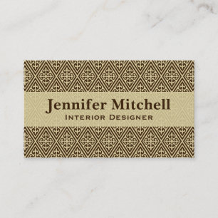 Medieval Cross Damask - Dark Brown and Tan Business Card