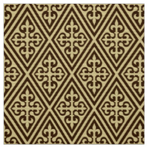Medieval Cross Damask - Dark Brown and Tan Fabric