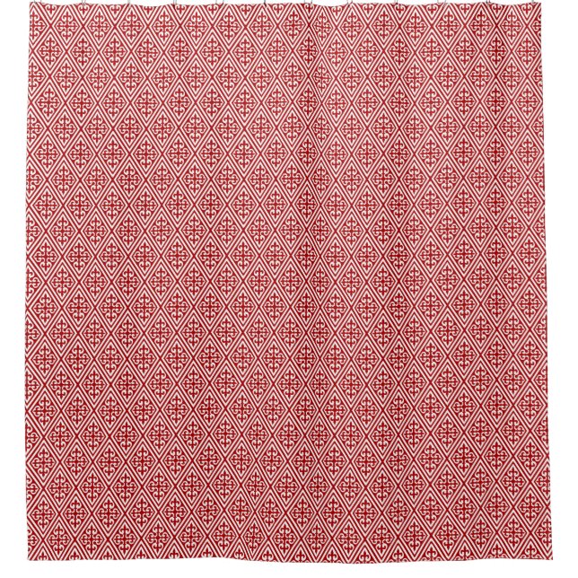 Medieval Cross Damask - Deep Red and White (Front)