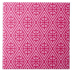 Medieval Cross Damask - Fuchsia Pink Tile