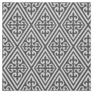 Medieval Cross Damask - Silver Grey / Grey Fabric