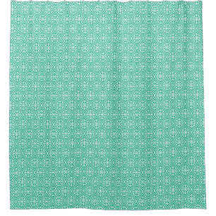 Medieval Cross Damask - Turquoise and White