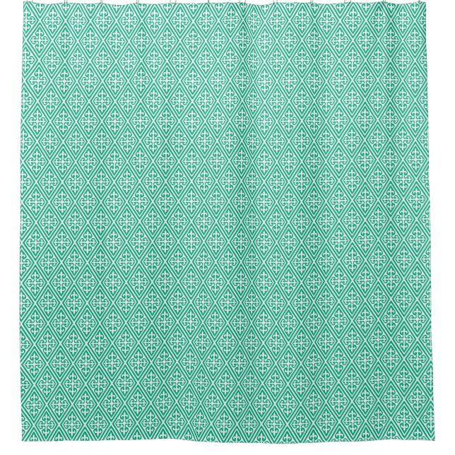 Medieval Cross Damask - Turquoise and White (Front)