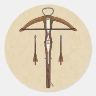 Medieval Crossbow with Bolts Classic Round Sticker