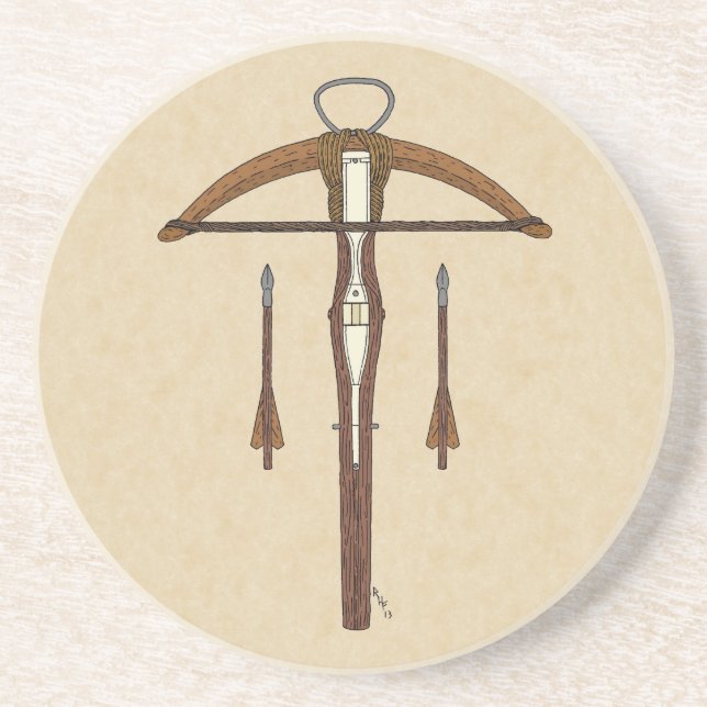 Medieval Crossbow with Bolts Coaster (Front)